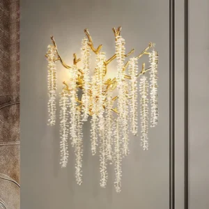 American Style Modern Gold Luster Luxury Crystal Wall Scone