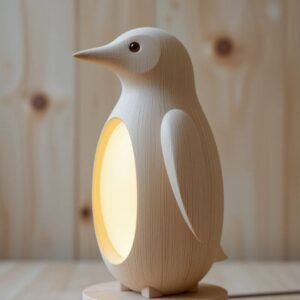 Cozy Wooden Penguin Lamp