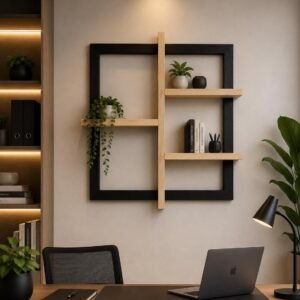 Geometric Floating Shelf, Handmade Modern Wooden Display