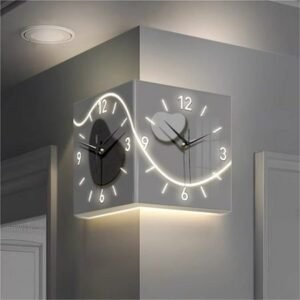 Creative Clock Wall Lamp, Modern Double Sided Corner Clock