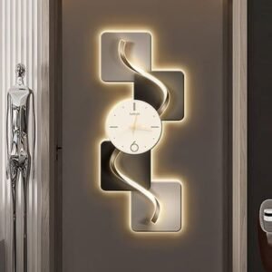 Large Silent Wall Clock Modern Geometric Decor